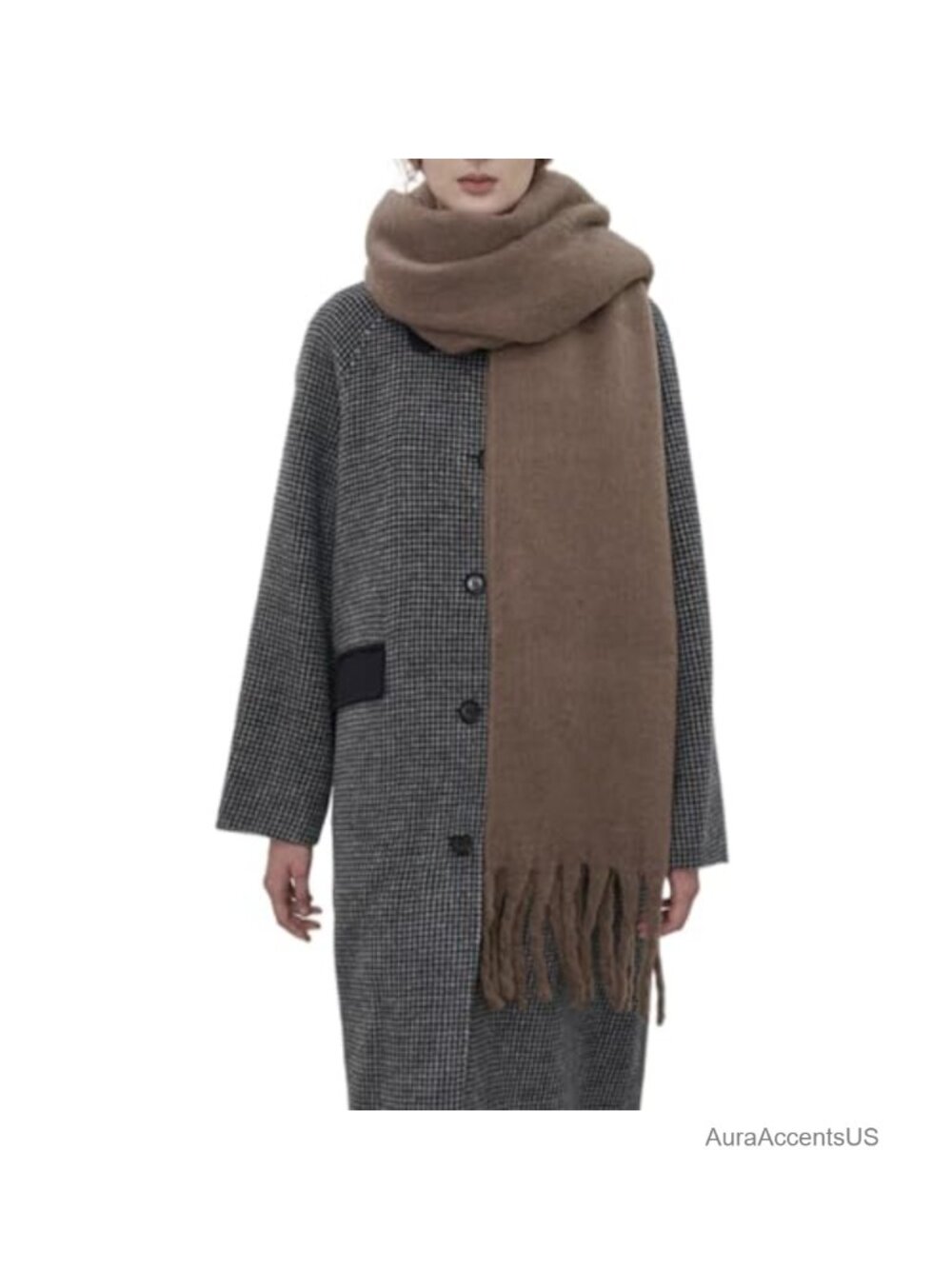 Chunky Knit Scarf Shawl Wrap, 100% Polyester Winter Pashmina, Oversized Blanket